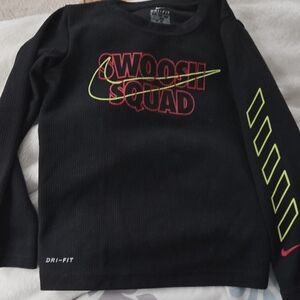 Nike Kids Black Long Sleeve Tee with Neon Accents